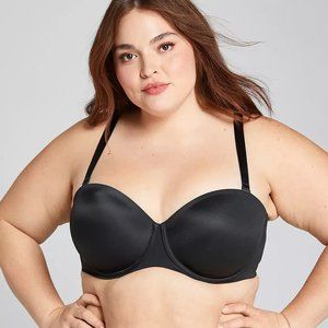NEW Cacique Lightly Lined Multi-way Strapless Bra Black Plus Size 46DDD